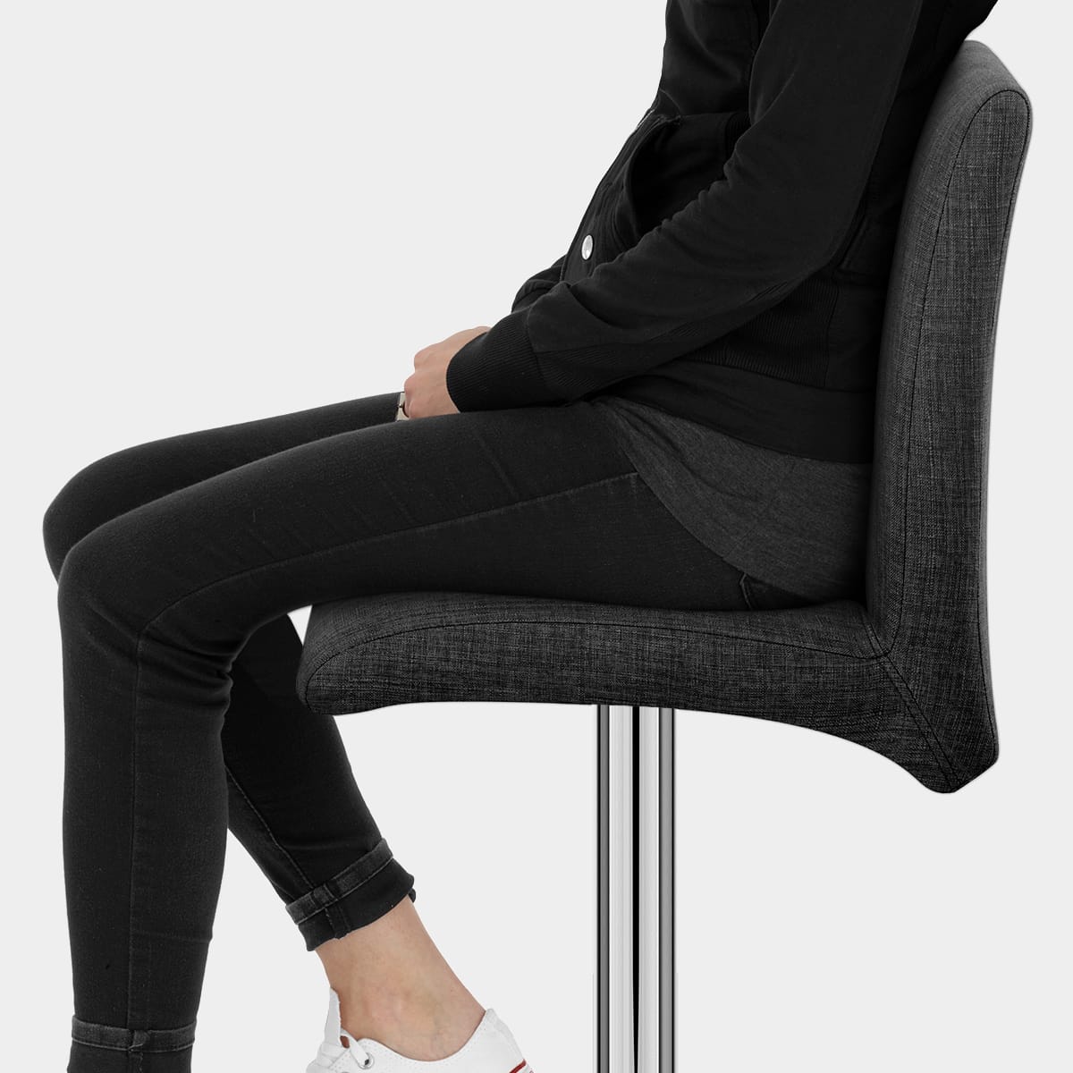 Deluxe High Back Stool Grey Fabric Seat Image