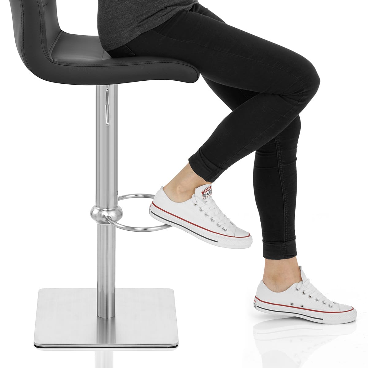 Deluxe Paradis Leather Brushed Stool Black Frame Image