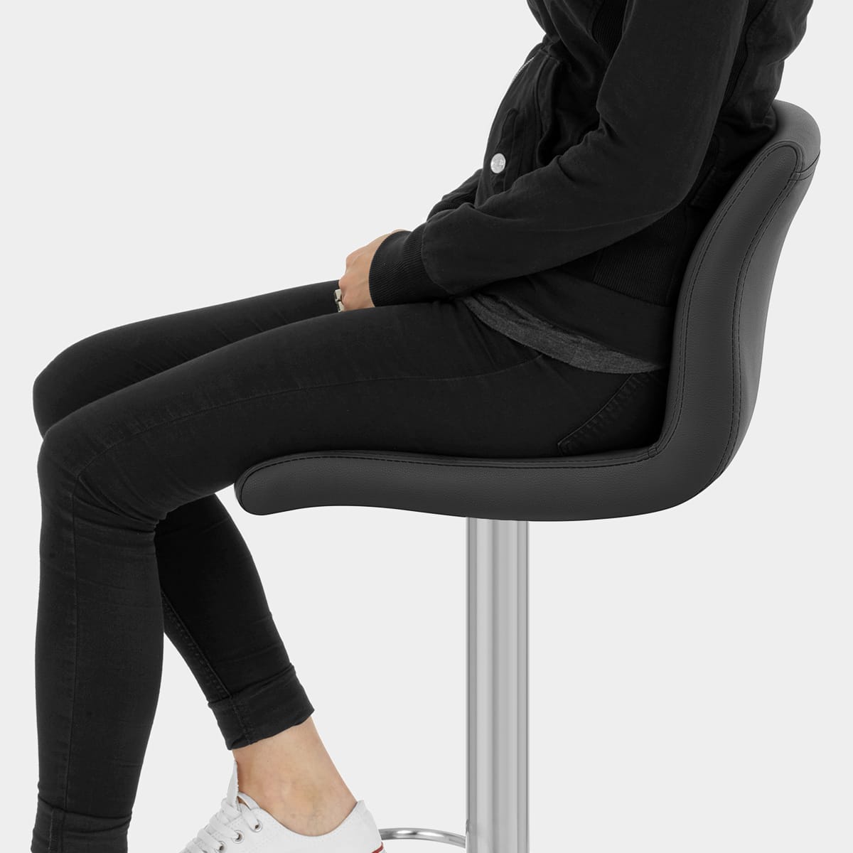 Deluxe Paradis Leather Brushed Stool Black Seat Image