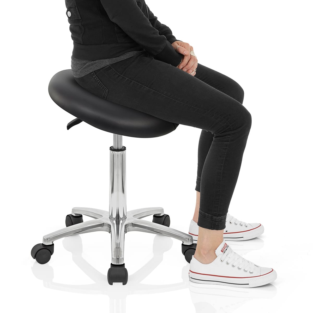 Deluxe Saddle Stool Black Frame Image