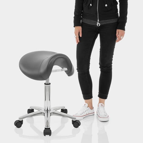 Deluxe Saddle Stool Grey Features Image