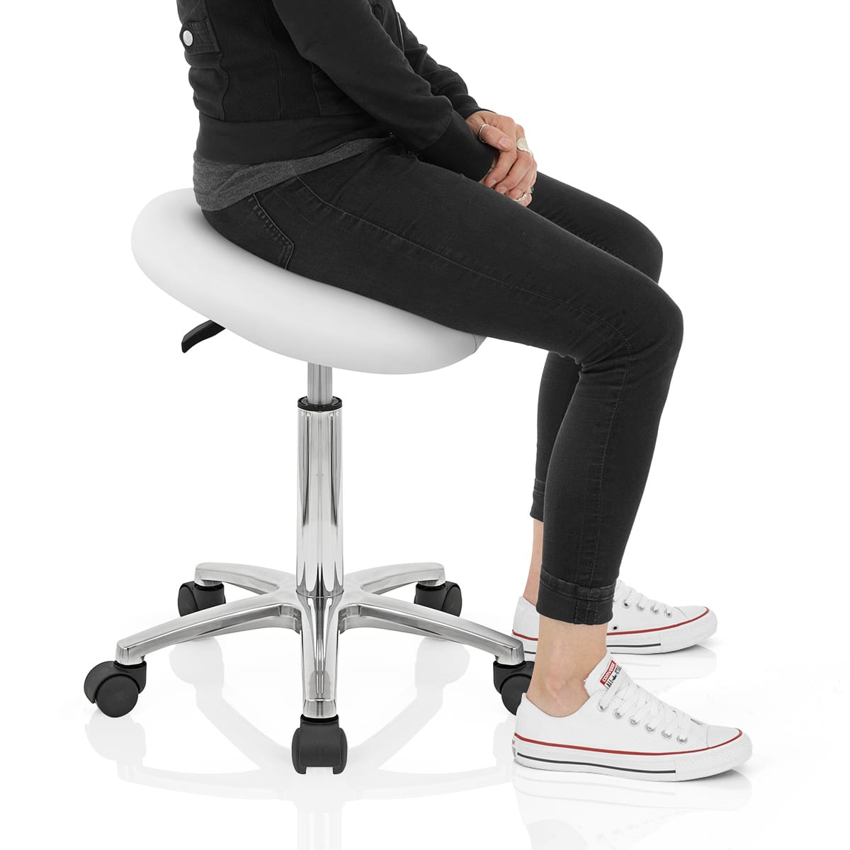 Deluxe Saddle Stool White Frame Image