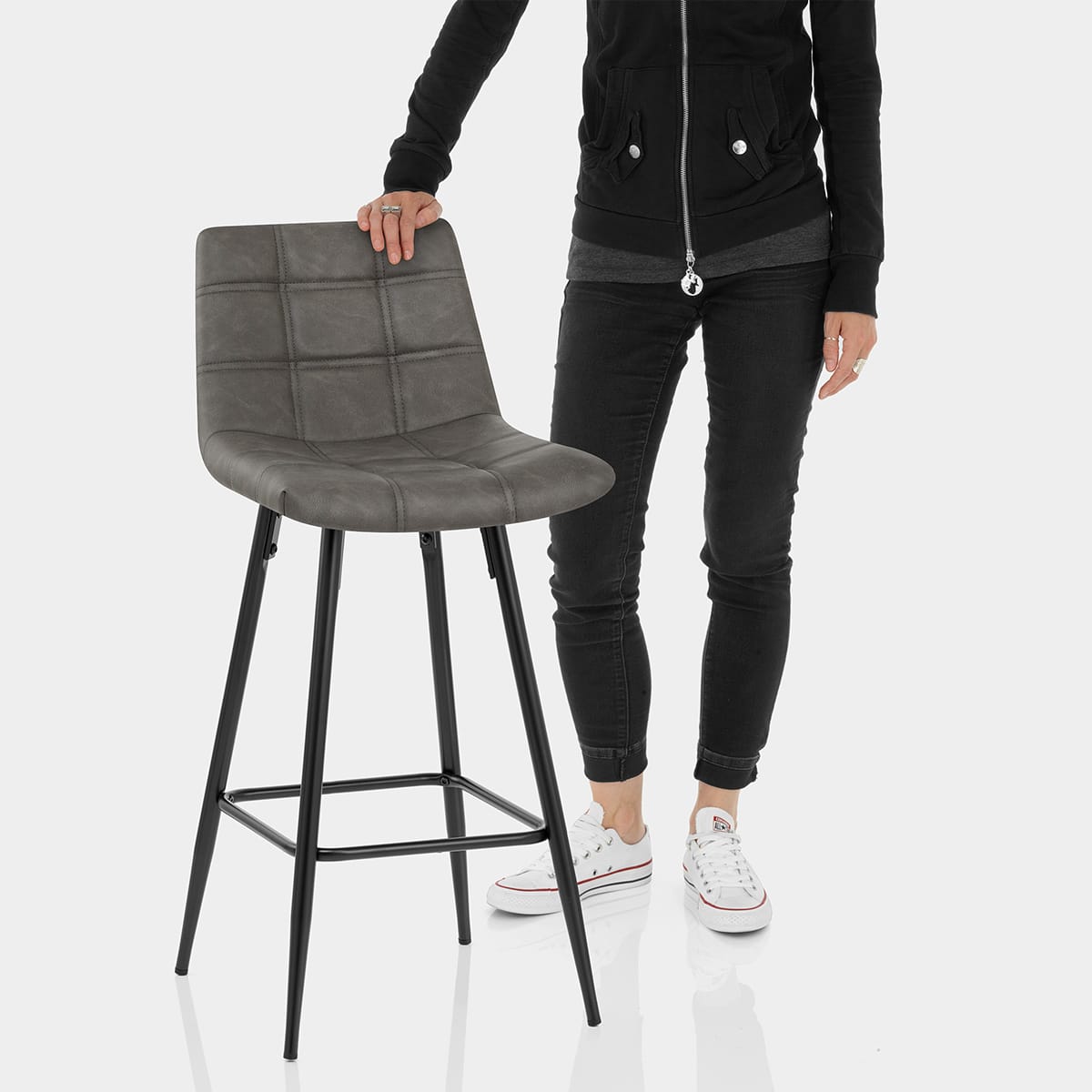 Destiny Bar Stool Antique Dark Grey Features Image