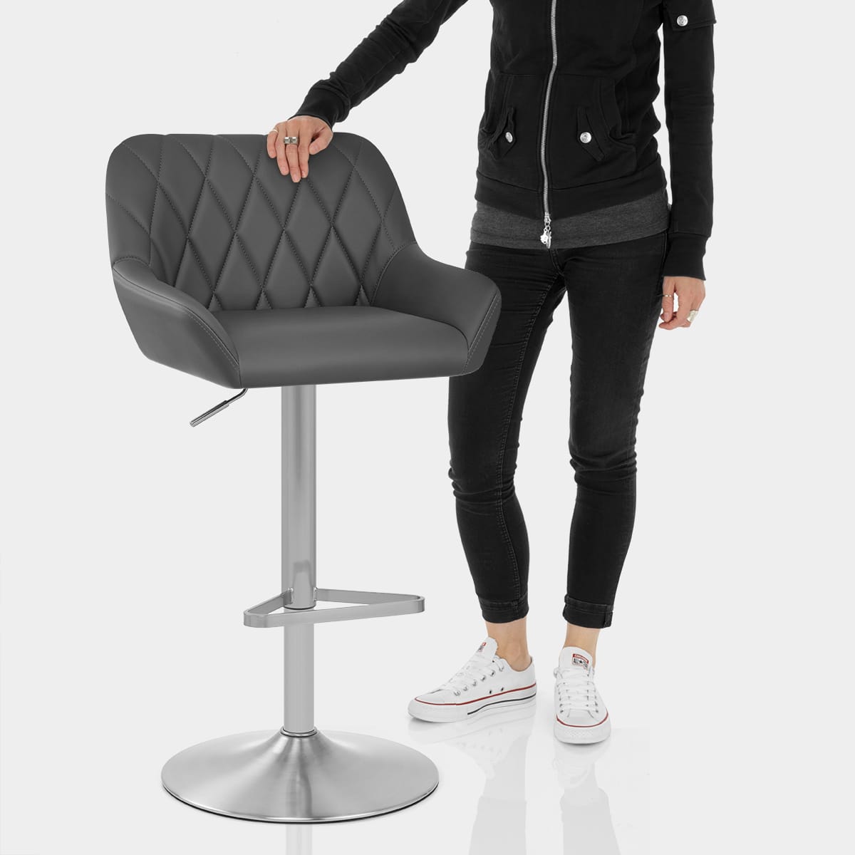 Detroit Brushed Stool Grey Features Image