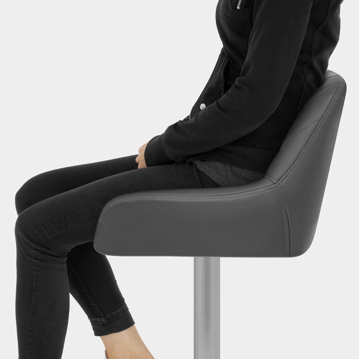 Detroit Brushed Stool Grey Seat Image