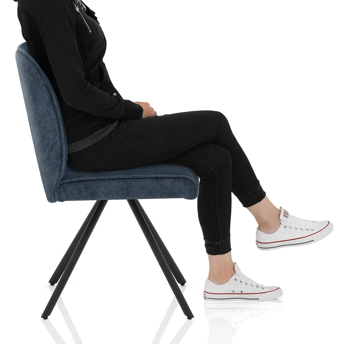 Dexter Dining Chair Blue Fabric Frame Image