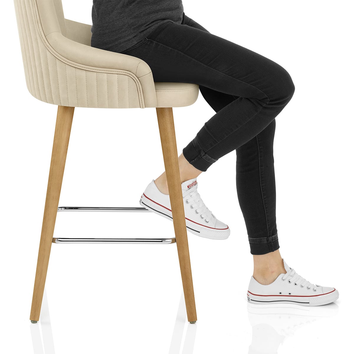 Diablo Oak Bar Stool Beige Frame Image