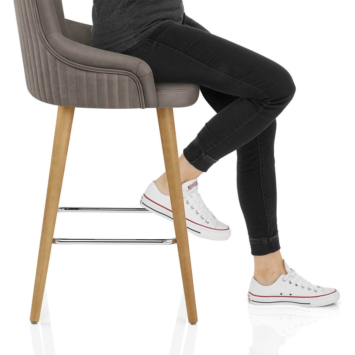 Diablo Oak Bar Stool Grey Frame Image