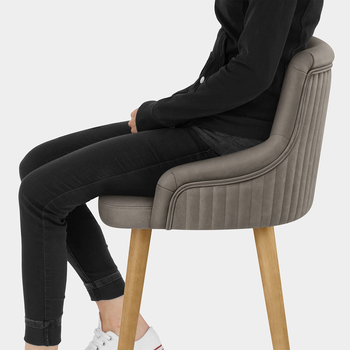 Diablo Oak Bar Stool Grey Seat Image