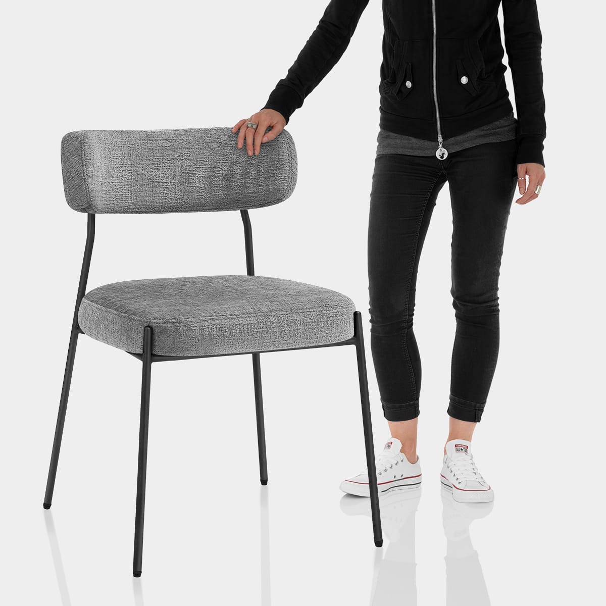 Diana Chair Grey Fabric Features Image