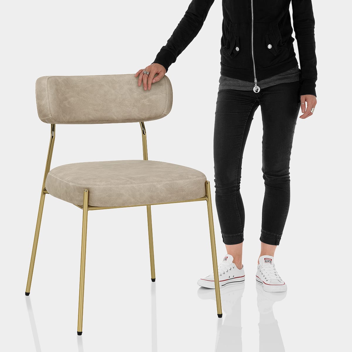 Diana Gold Chair Beige Features Image