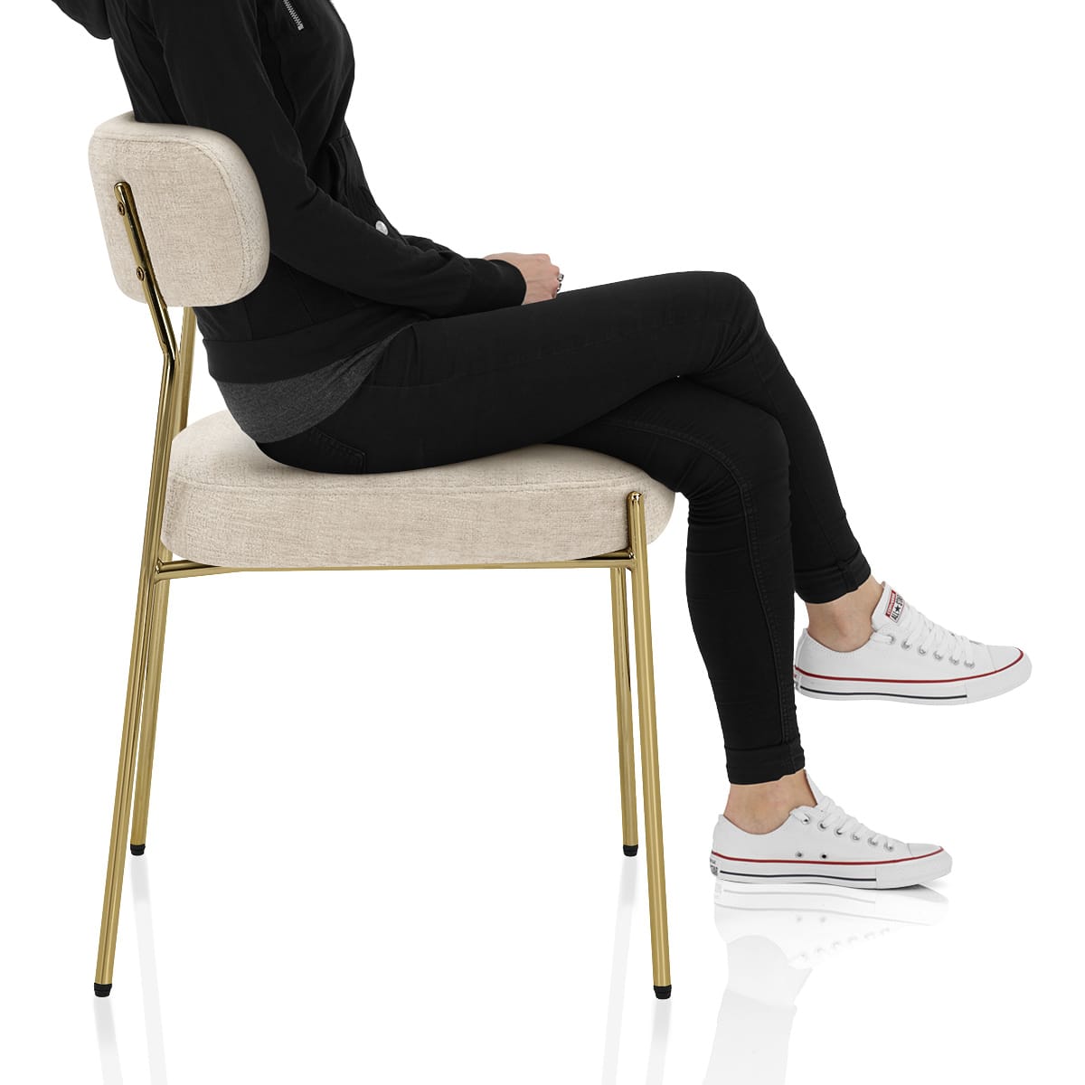 Diana Gold Chair Cream Fabric Frame Image