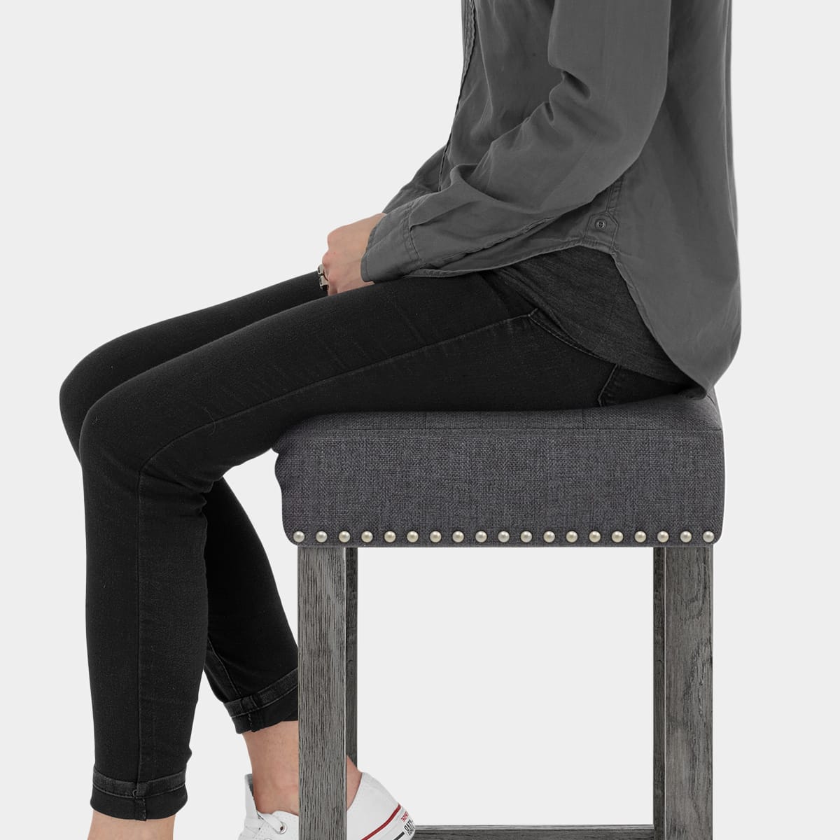 Dove Bar Stool Charcoal Fabric Seat Image