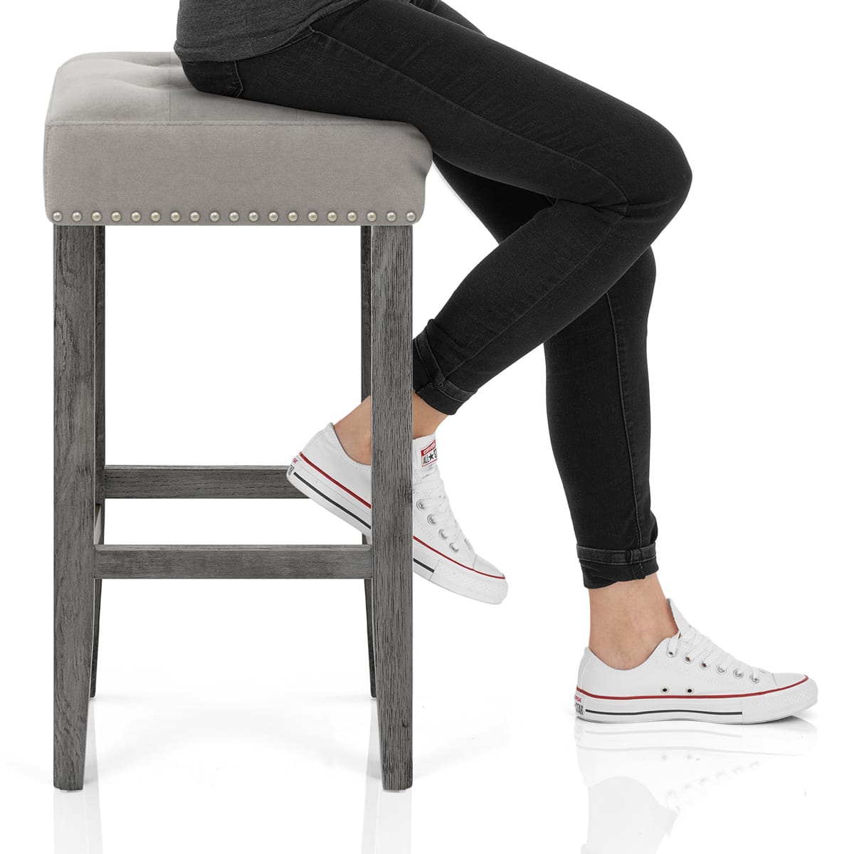 Dove Bar Stool Grey Velvet Frame Image