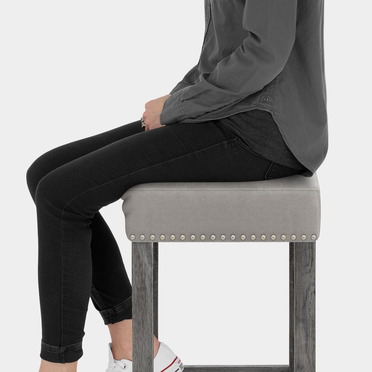 Dove Bar Stool Grey Velvet Seat Image