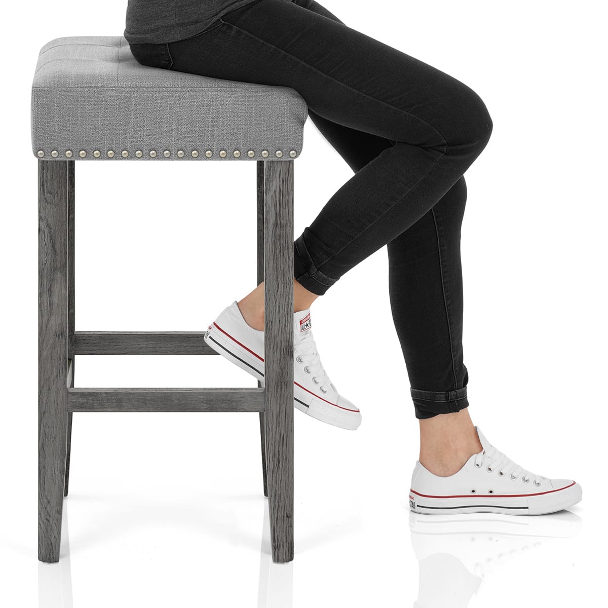 Dove Bar Stool Light Grey Fabric Frame Image