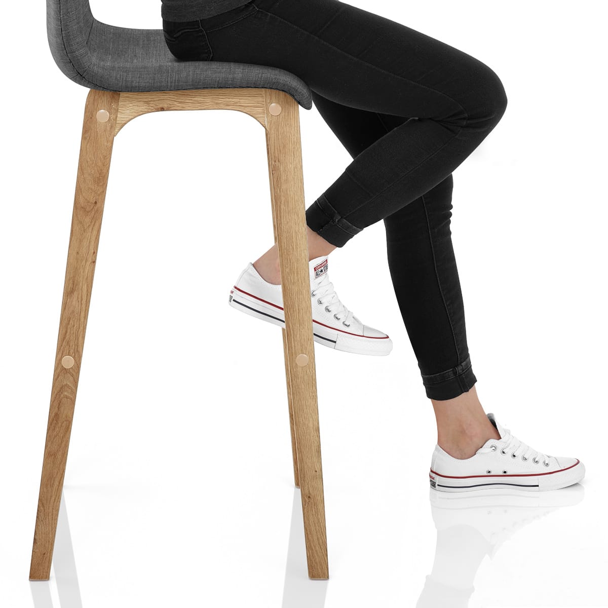 Drift Oak & Charcoal Fabric Stool Frame Image