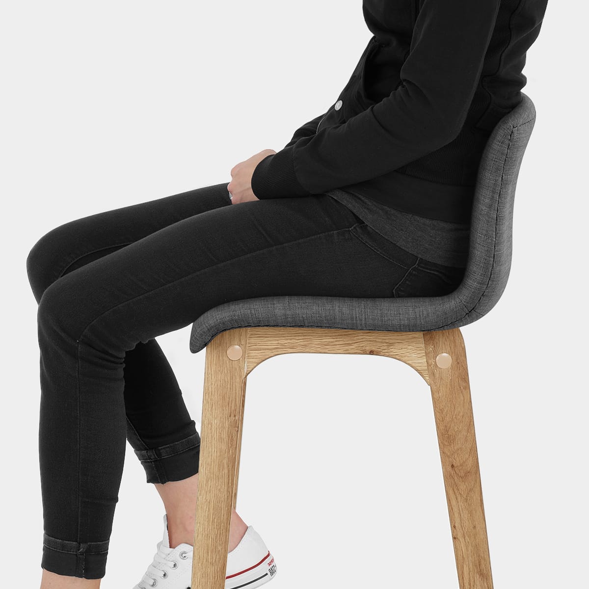 Drift Oak & Charcoal Fabric Stool Seat Image