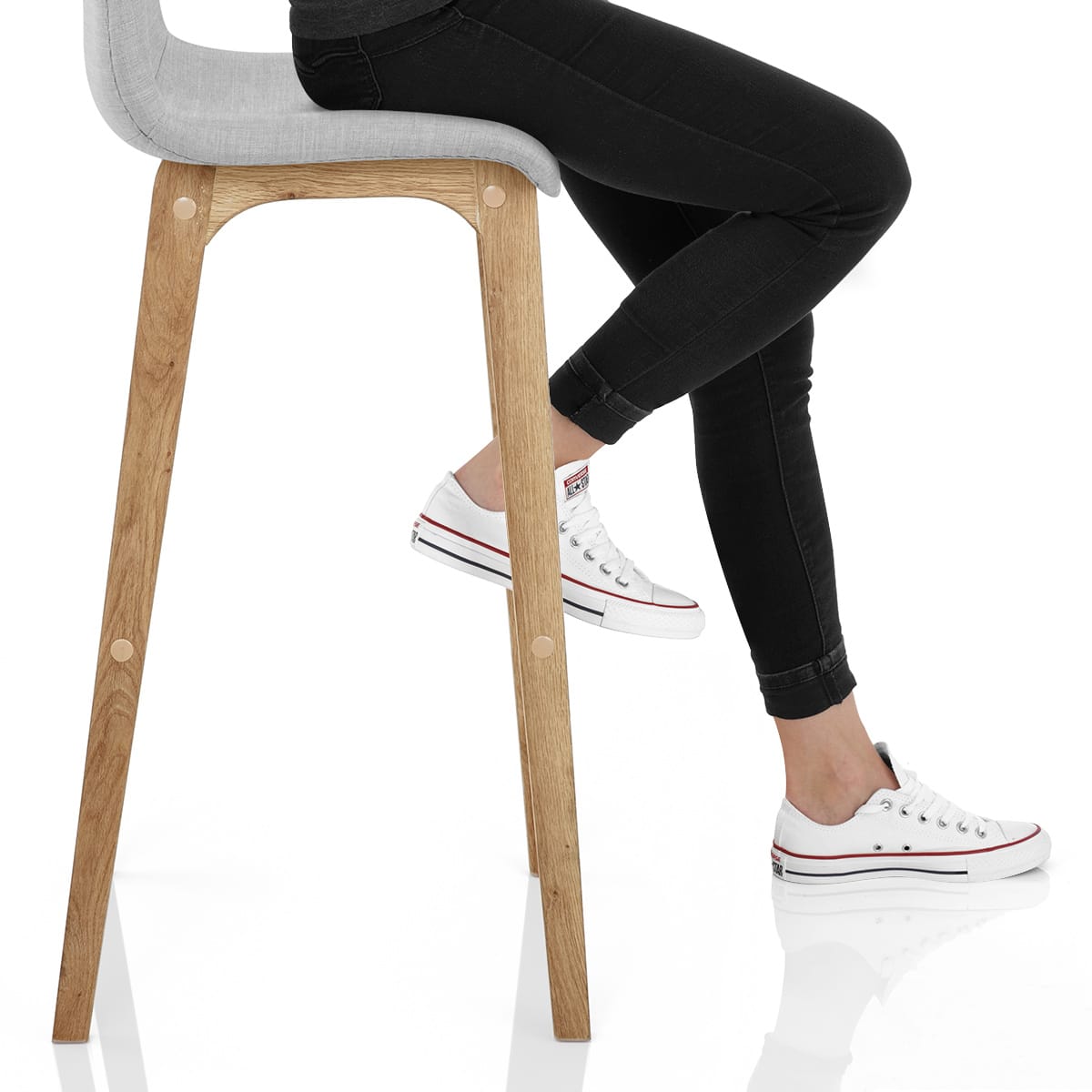 Drift Oak & Light Grey Fabric Stool Frame Image