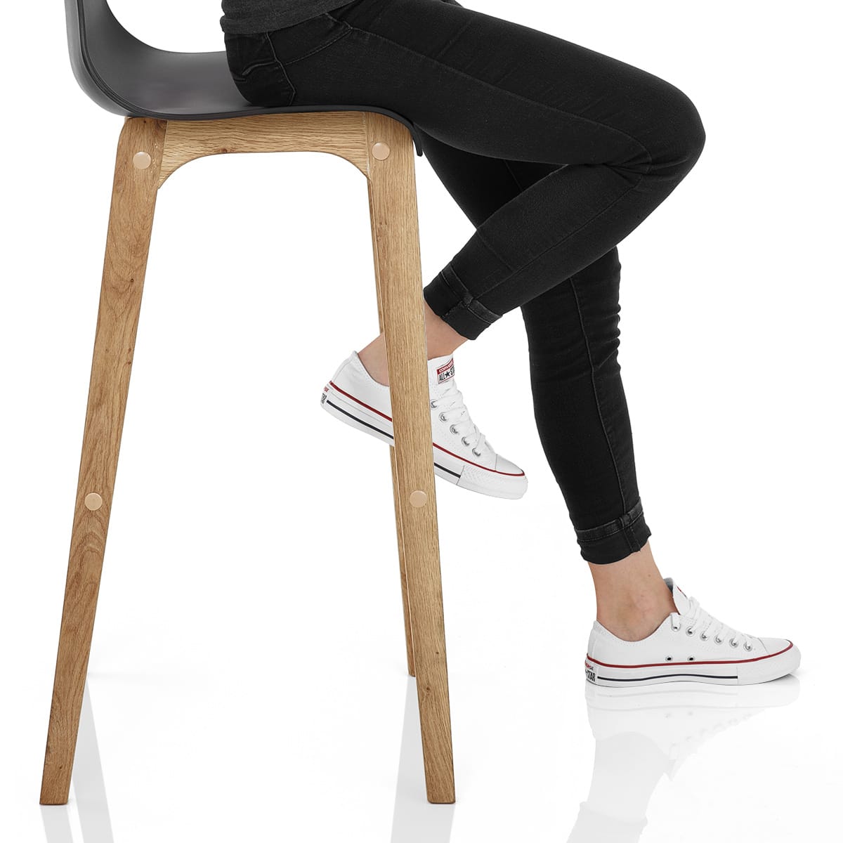 Drift Oak & Black Bar Stool Frame Image