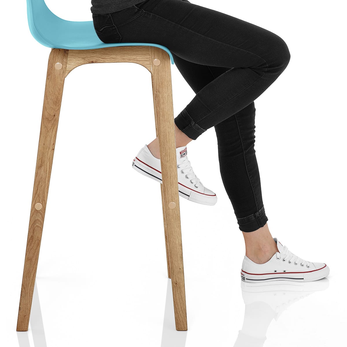 Drift Oak & Blue Bar Stool Frame Image