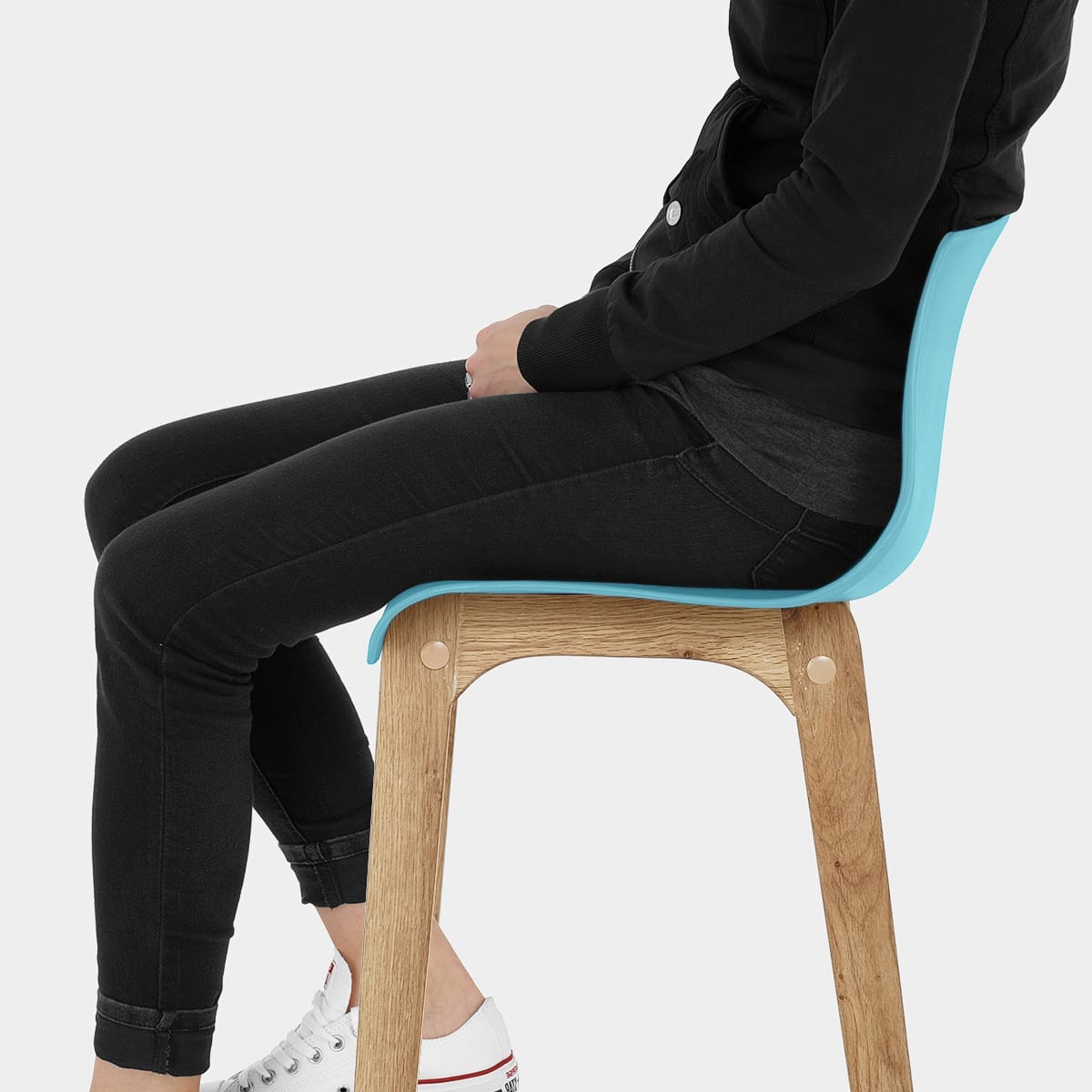 Drift Oak & Blue Bar Stool Seat Image