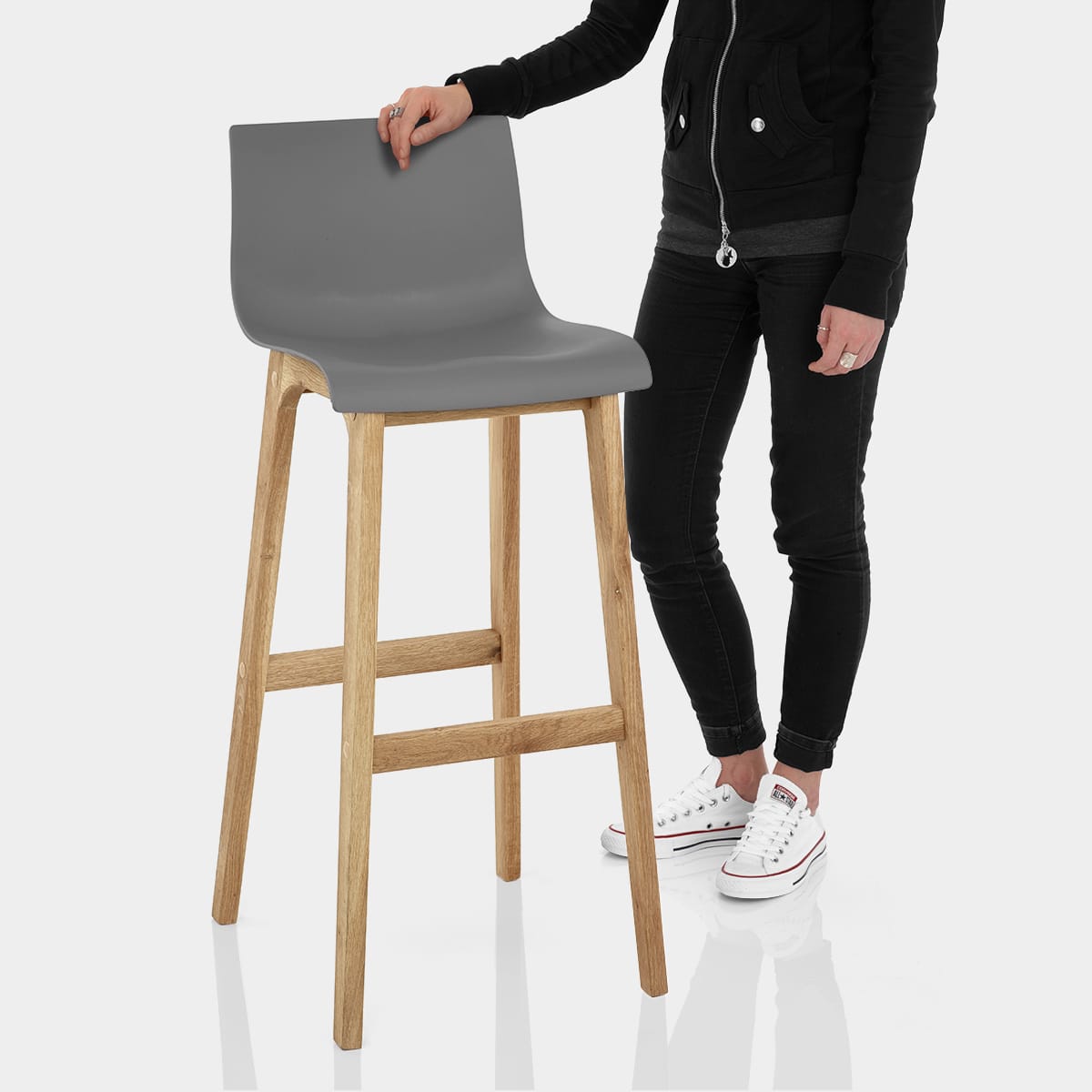 Drift Oak & Charcoal Bar Stool Features Image