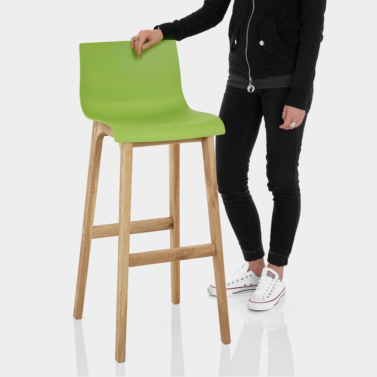 Drift Oak & Green Bar Stool Features Image