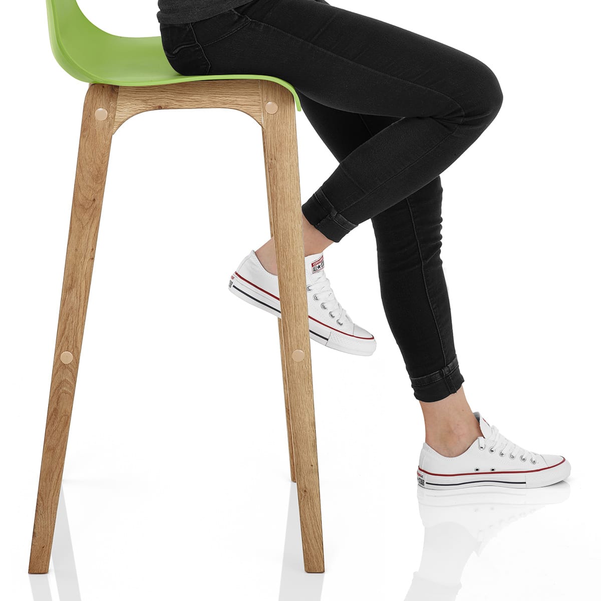 Drift Oak & Green Bar Stool Frame Image