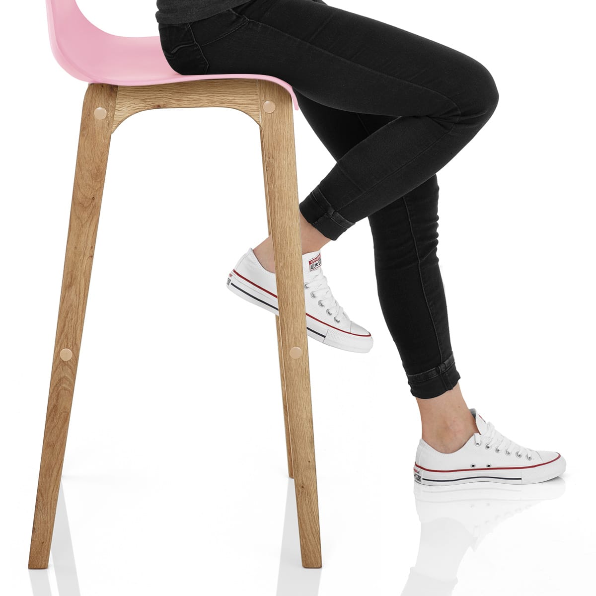 Drift Oak & Pink Bar Stool Frame Image