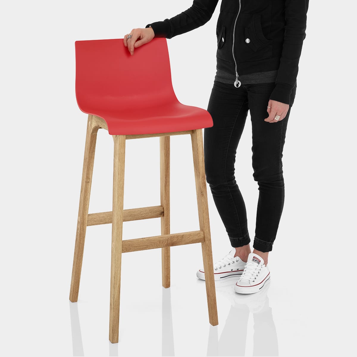 Drift Oak & Red Bar Stool Features Image