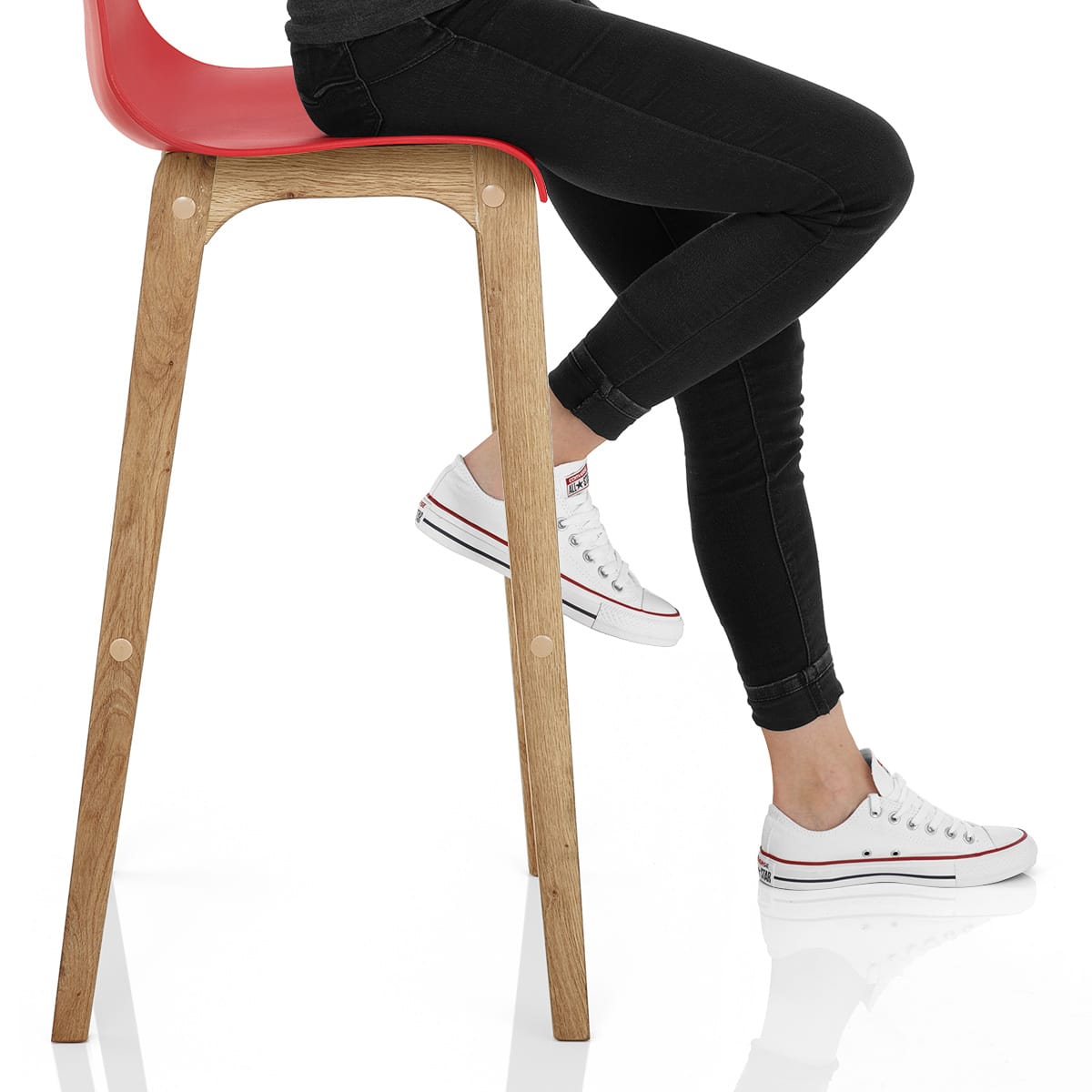 Drift Oak & Red Bar Stool Frame Image