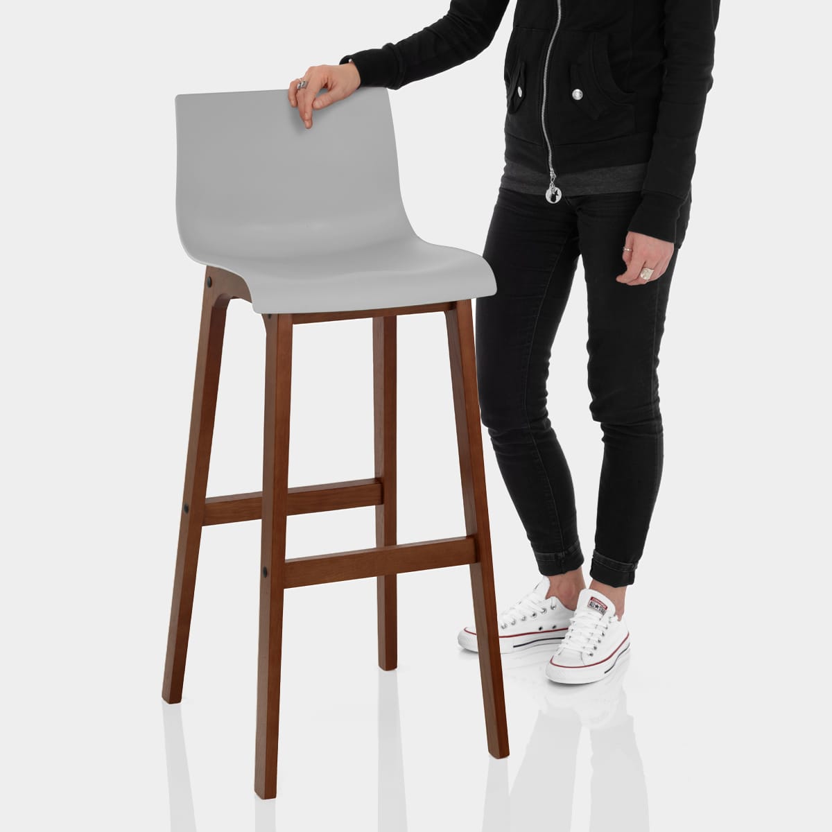 Drift Walnut & Grey Bar Stool Features Image