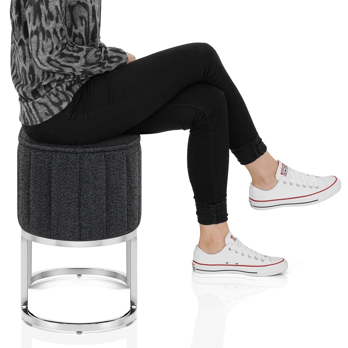 Duet Chrome Stool Charcoal Fabric Frame Image