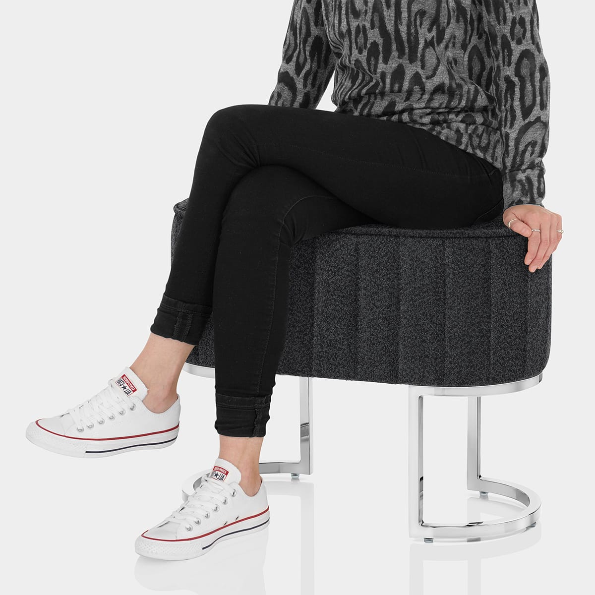 Duet Chrome Stool Charcoal Fabric Seat Image
