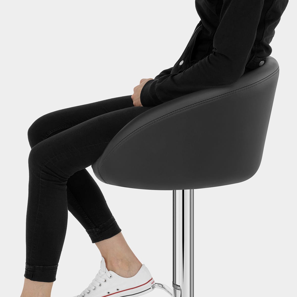 Black Faux Leather Eclipse Bar Stool Seat Image