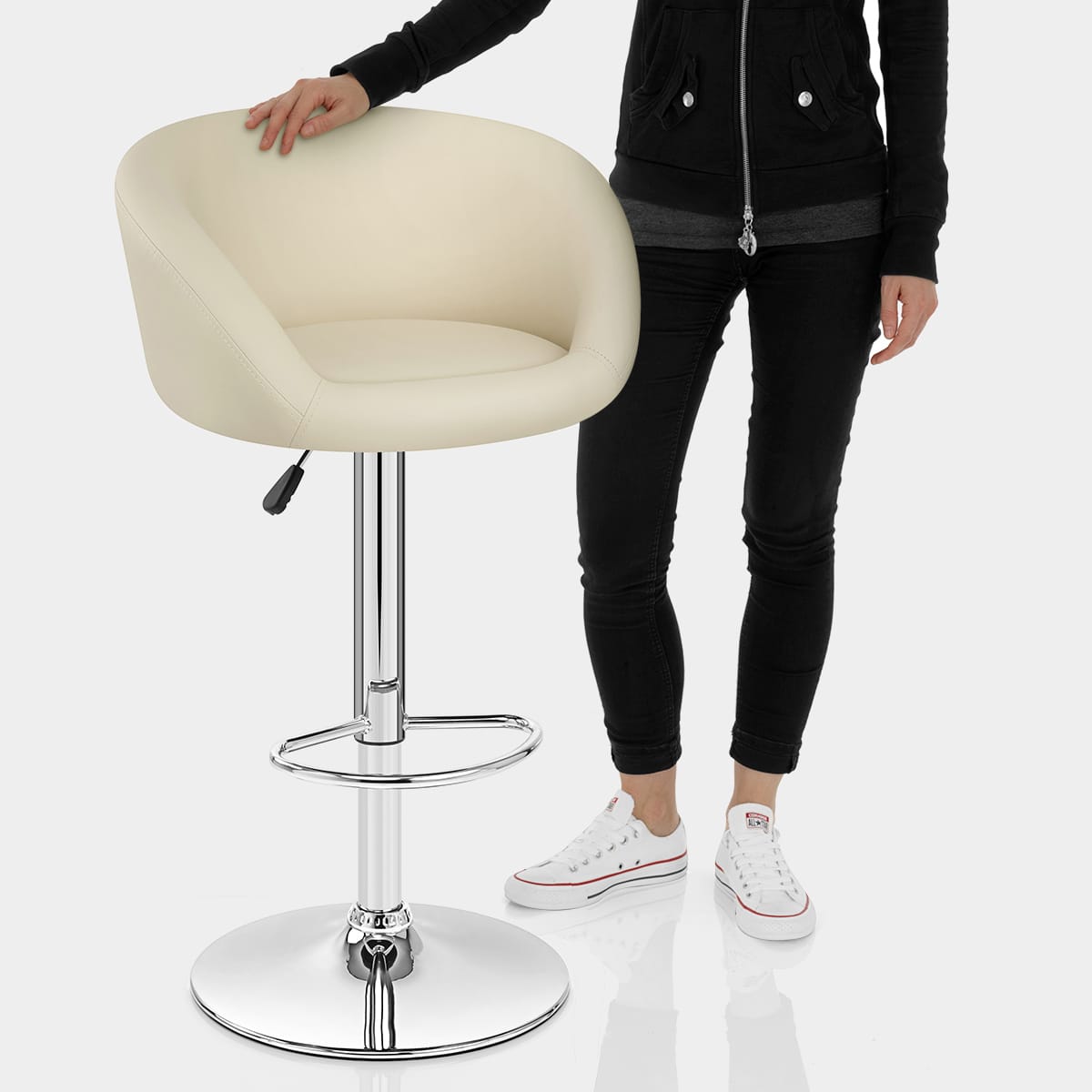 Cream Faux Leather Eclipse Bar Stool Features Image