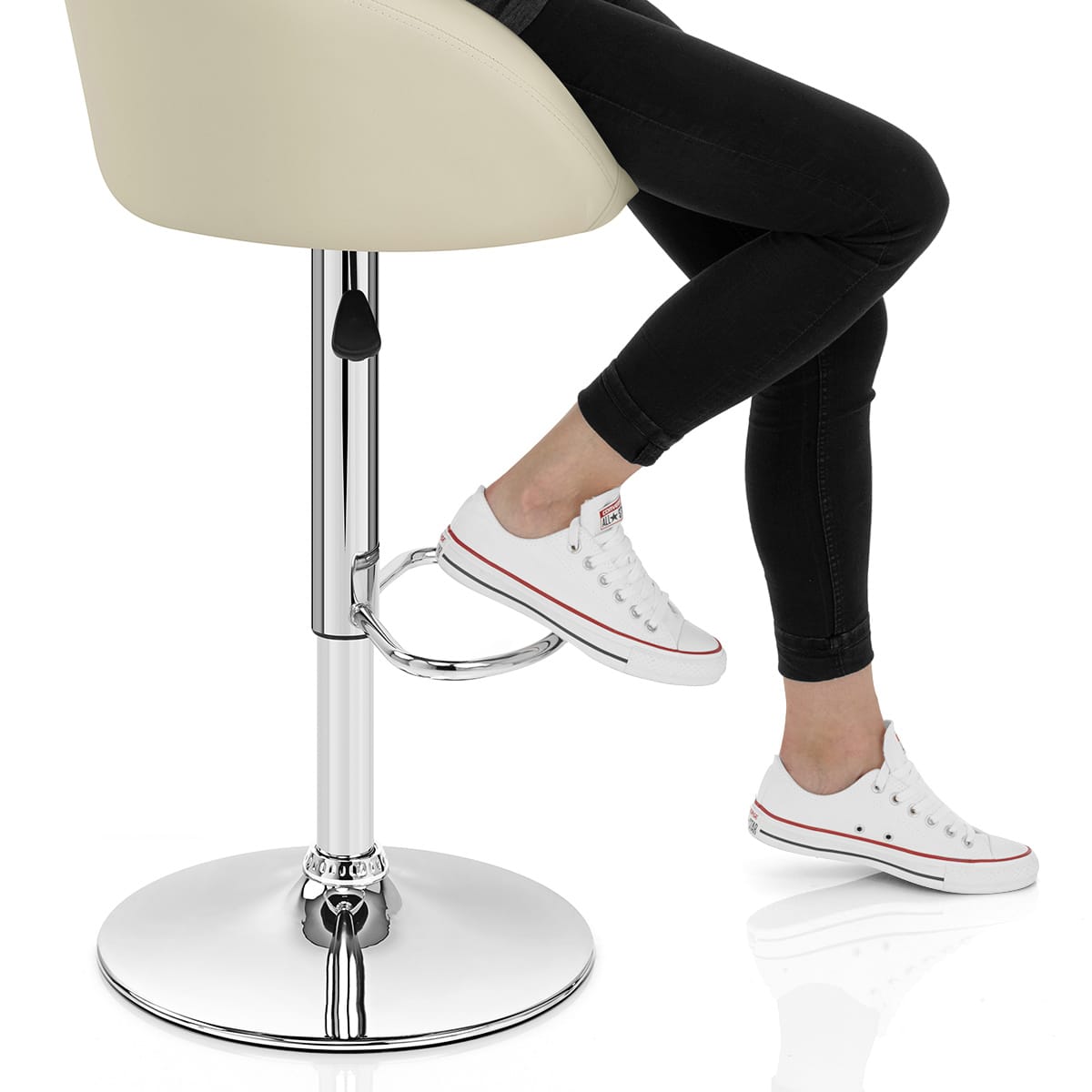 Cream Faux Leather Eclipse Bar Stool Frame Image