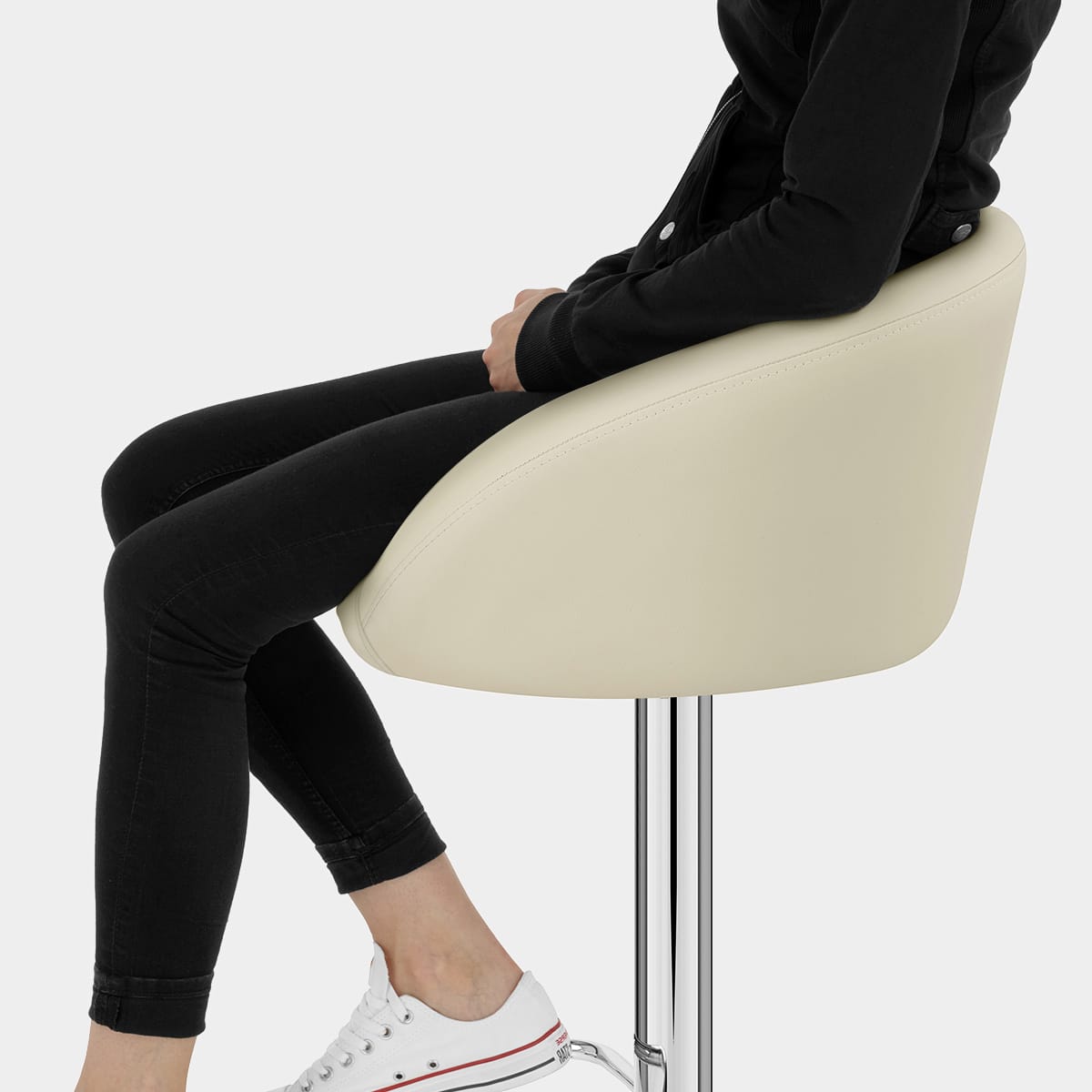 Cream Faux Leather Eclipse Bar Stool Seat Image