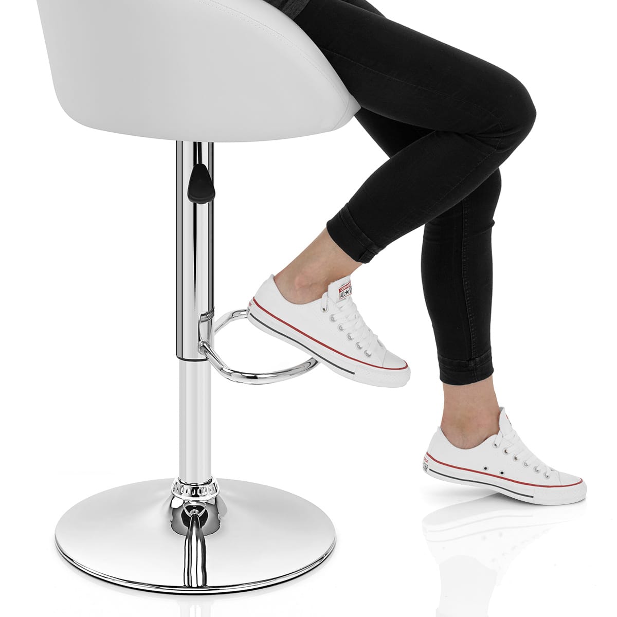 White Faux Leather Eclipse Bar Stool Frame Image