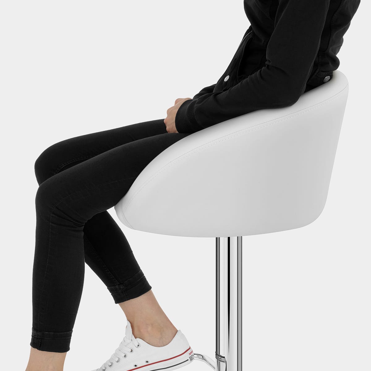 White Faux Leather Eclipse Bar Stool Seat Image