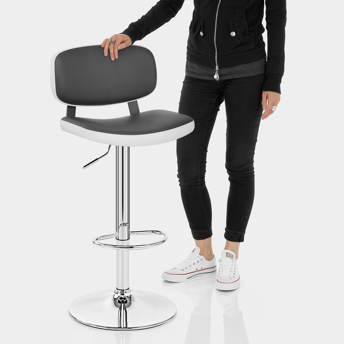 Edge Bar Stool White & Grey Features Image
