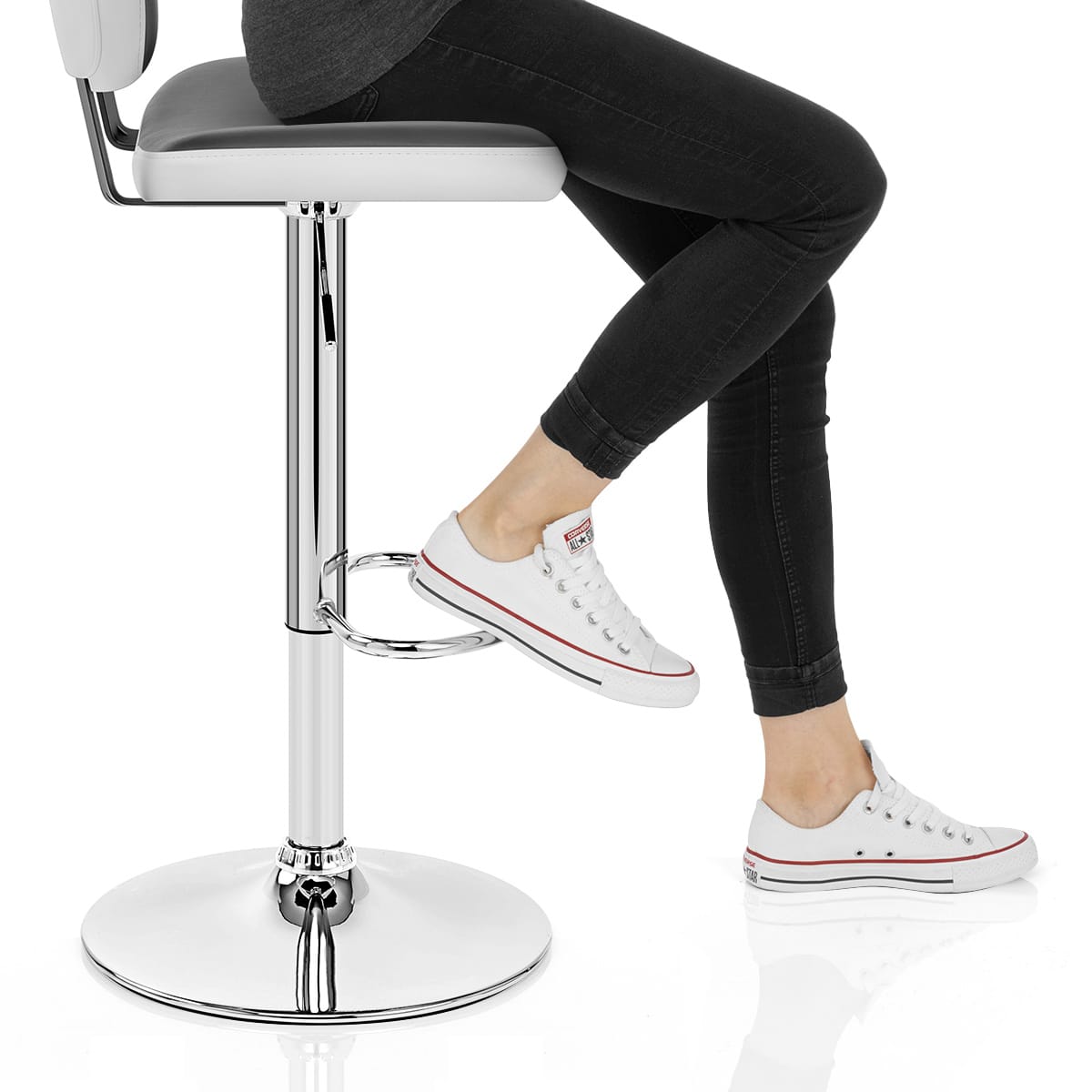 Edge Bar Stool White & Grey Frame Image