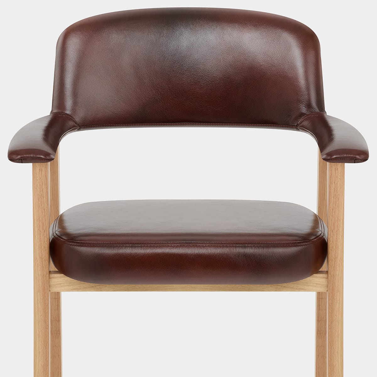 Elba Oak Real Leather Chair Antique Brown Seat Image