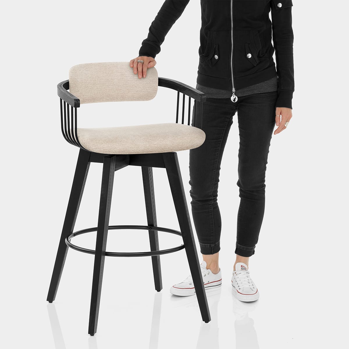 Electra Bar Stool Beige Fabric Features Image