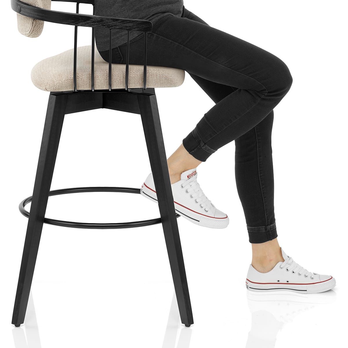 Electra Bar Stool Beige Fabric Frame Image