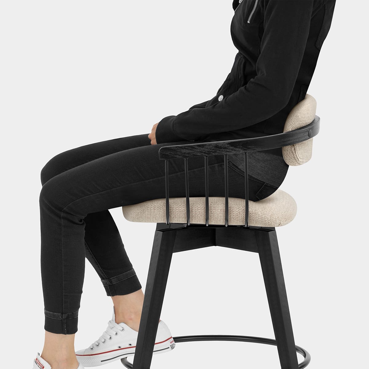 Electra Bar Stool Beige Fabric Seat Image