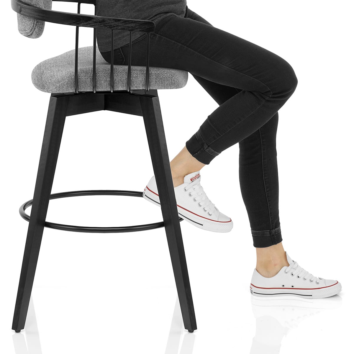 Electra Bar Stool Grey Fabric Frame Image