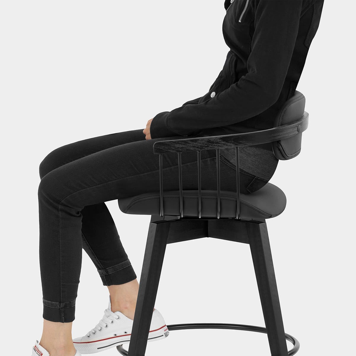 Electra Real Leather Stool Black Seat Image