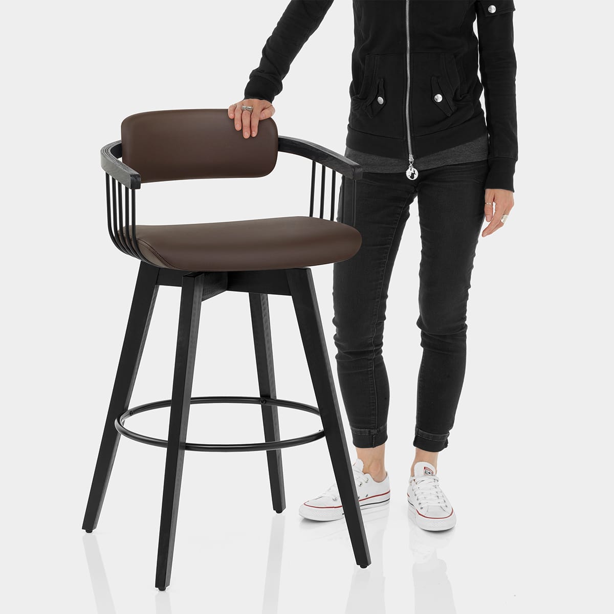 Electra Real Leather Stool Brown Features Image